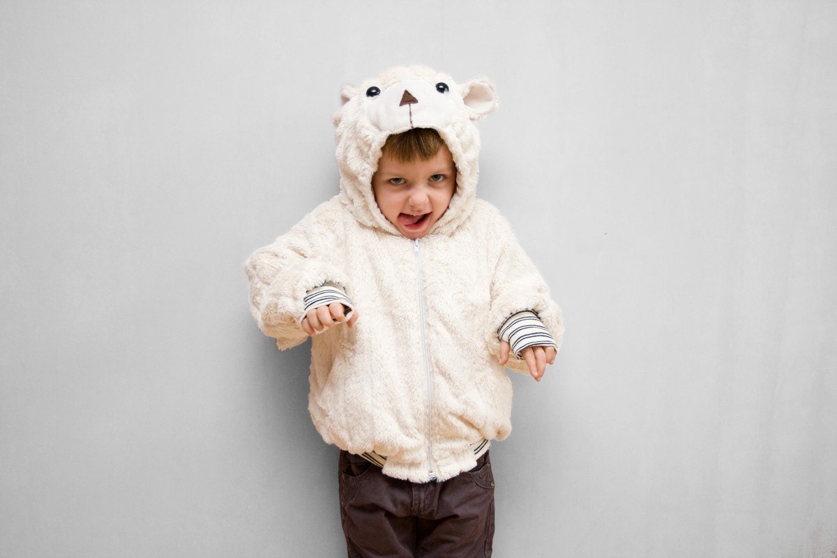 Polar Bear Hoody Jacket for Kids, Spring Warmer Faux Fur Sweatshirt, for Boys and Girls, 2T, 3T, 4T, 5T