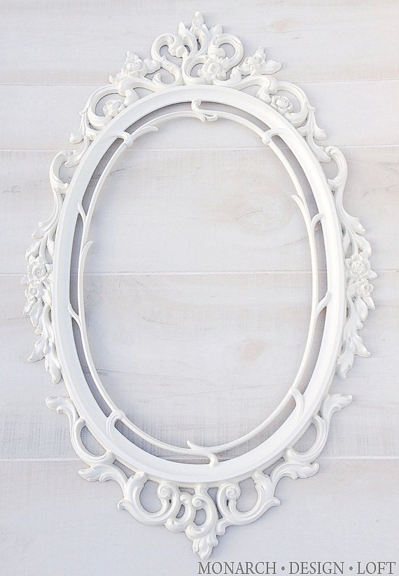 White Oval Frame Baroque Ornate Frame Antique By Monarchdesignloft