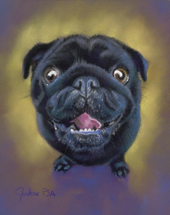 Black Pug Fine Art Print by ArtByJulene on Etsy