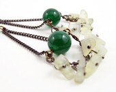 Green Bead Earrings - Dangling Earings - Boho Bohemian Gypsy  Jewelry