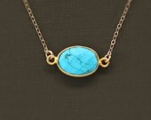 Oval Turquoise and Gold Necklace