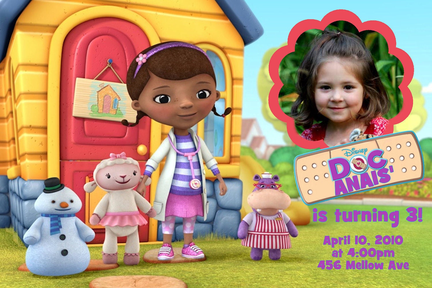 Doc McStuffins  Birthday Party Invitations 24 HOUR SERVICE 4x6 or 5x7