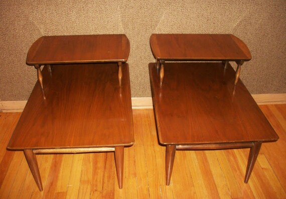 Pair of Retro Bassett Tiered End Tables by AsUniqueAsYouAre