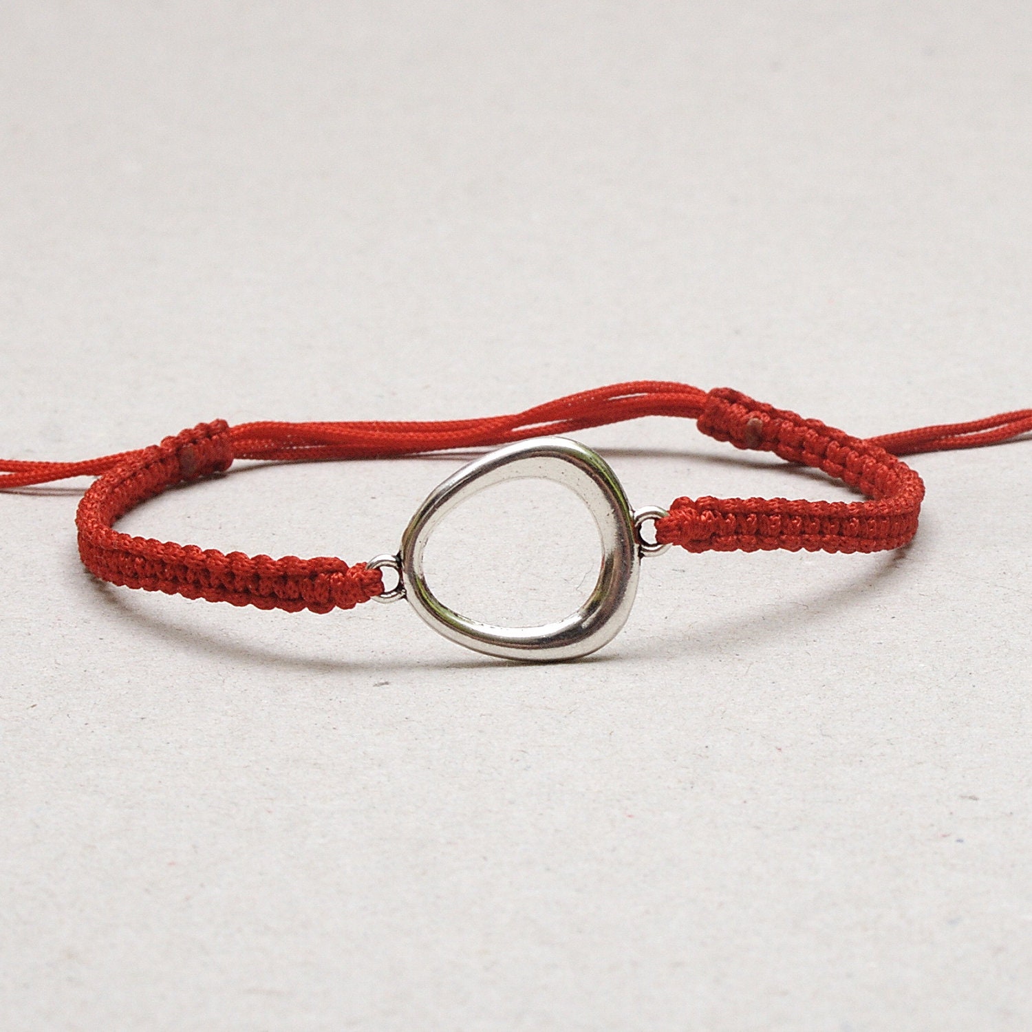 Tiny Red Kabbalah macrame bracelet - with silver plated connector, kabbalah bracelet, yoga bracelet, red string bracelet, red kabbalah