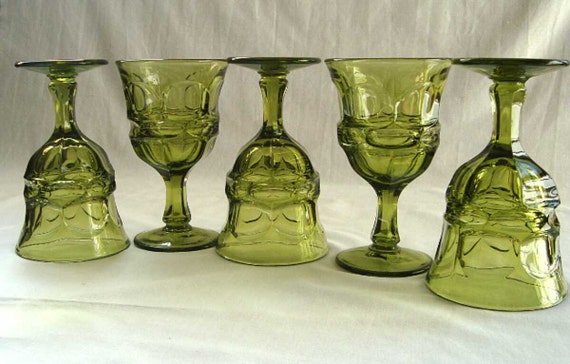 Vintage Fostoria Argus Green Goblets Wine By Bloujaysantiquenest 8582