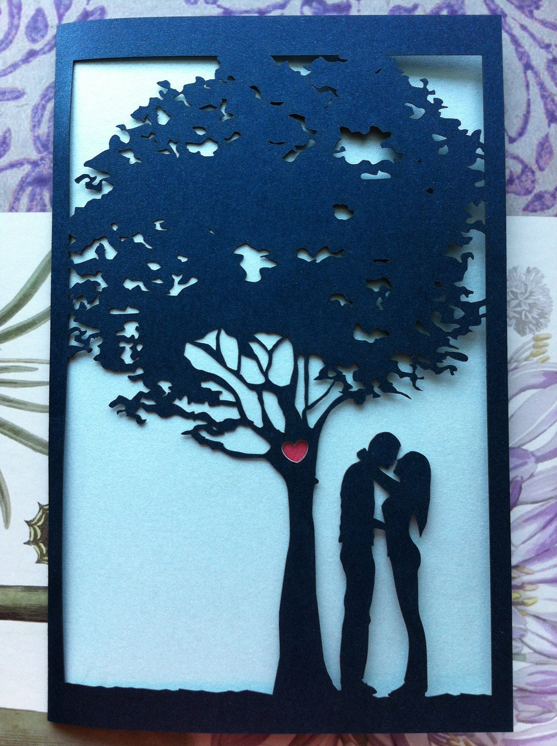 Laser Cut Wedding Invitation, Love Story Tree Invitation, Custom Personalized