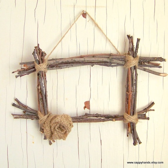 Rustic Twig and Twine Hanging Wall Frame Featuring by SappyHands