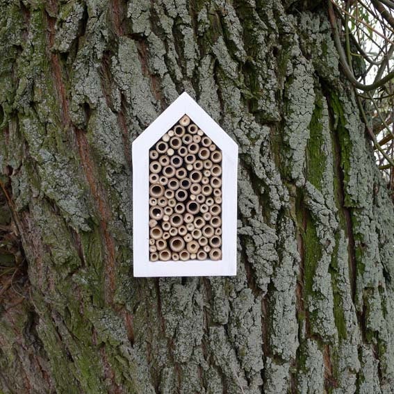 white house for Solitary bee, wild bee house, simple eco friendly design for garden, woodland decoration - made ONLY for a special order