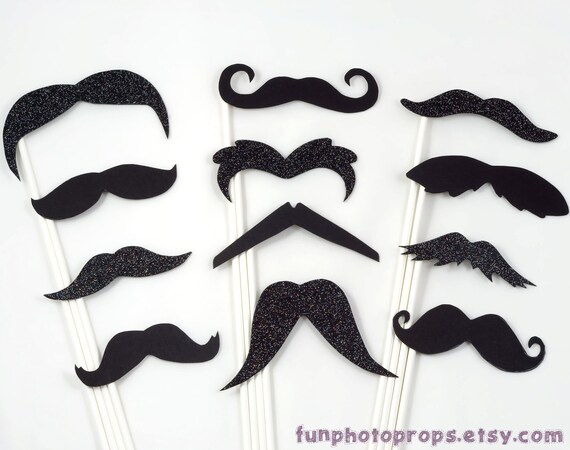 Photo Booth Prop Set - 12 Piece Mustache Party Photobooth Prop Set - Photobooth Props Il_570xn