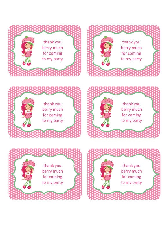 Free Printable Strawberry Shortcake Thank You Cards