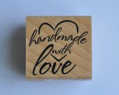 Rubber Stamp, Handmade With Love Stamp, Art, Mounted Rubber Stamp, Gift Tags, Business Cards, Crafting Supplies, Packaging, Design