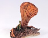Figurine fairy fungi, bark, clay, sculpture handmade, fantasy, nature, Mushroom time, autumn