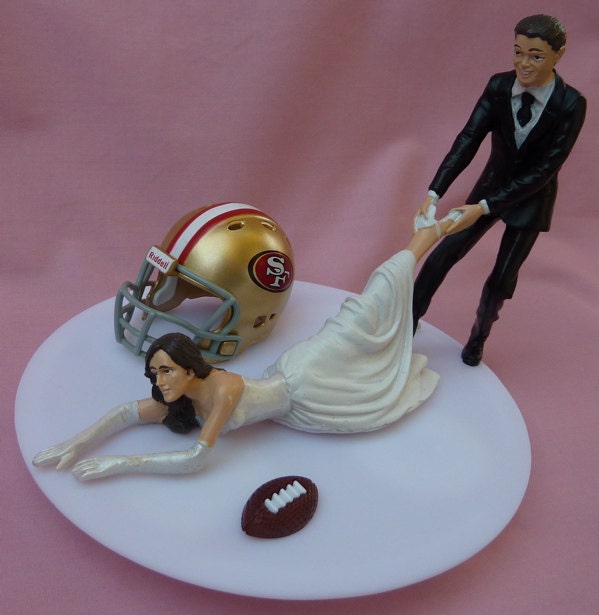 Wedding Cake Topper San Francisco 49ers SF G Football Themed w/ Garter ...