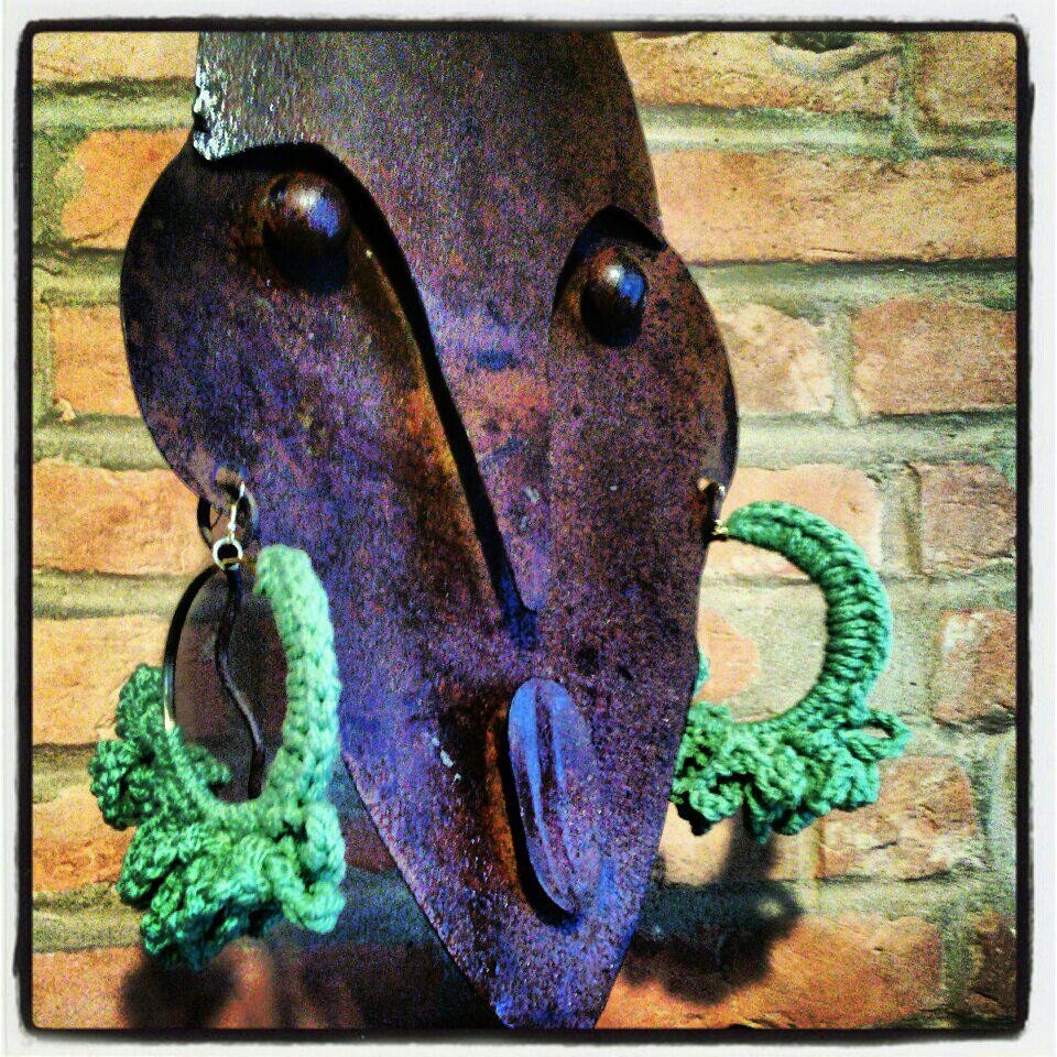 Spring Cleaning Sale Crochet Hoop Earrings - Sage Green