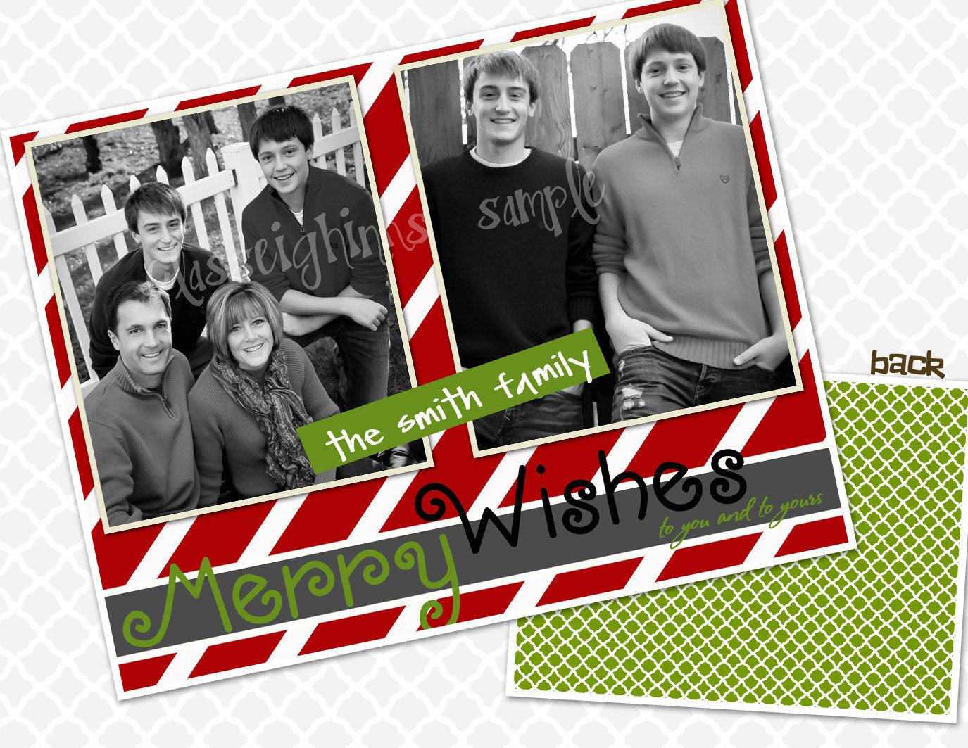 Merry Wishes Family Photo Christmas Card Personalized Holiday Card