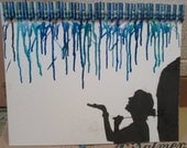 Melted Crayon Rain Falling Silhouette Canvas
