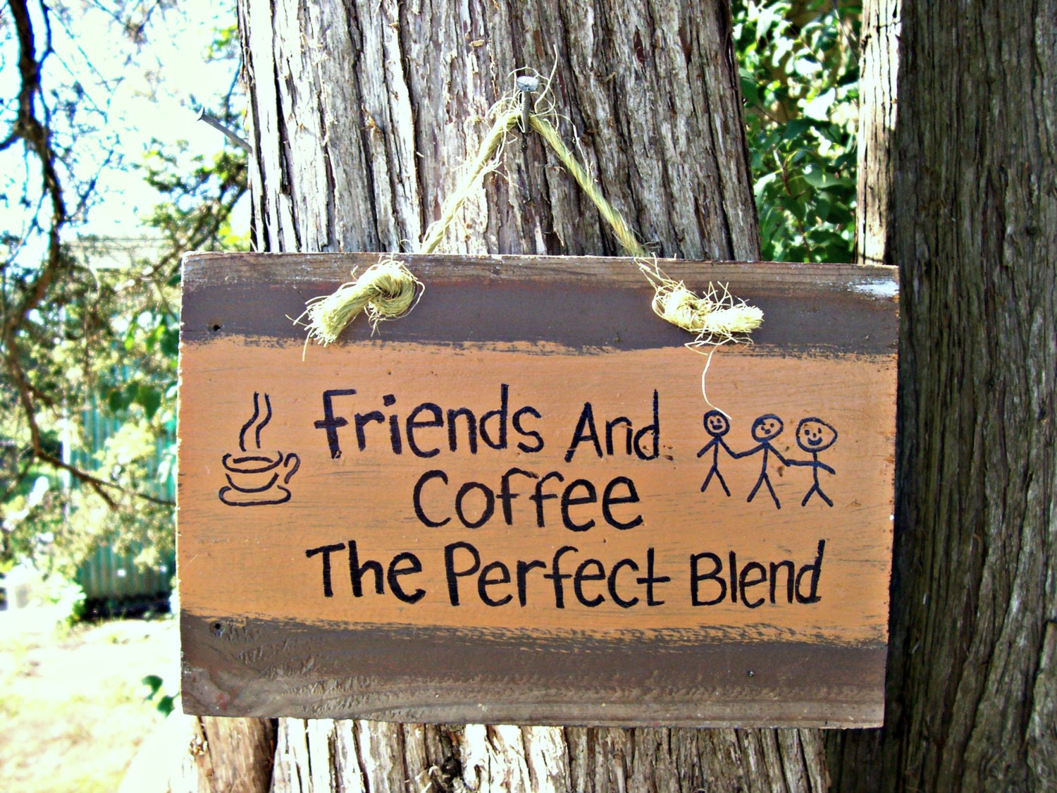 Reclaimed FRIENDS and COFFEE Wood Sign Hand Painted Kitchen Restaurant Home Wall Sign CAFE Country Rustic Home Decor Gift Present idea - JunkWorksEtc