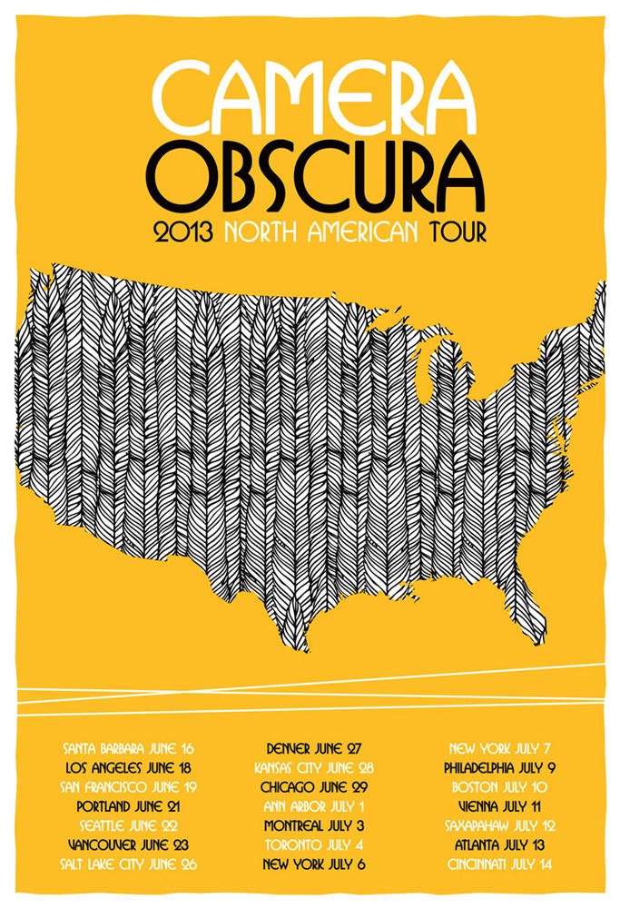 Camera Obscura Tour Screenprint Poster - Hand Silkscreen Printed Rock Poster Print