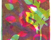 Original Floral Monoprint No. I Acrylic Botany Painting Office Bedroom Wall Art