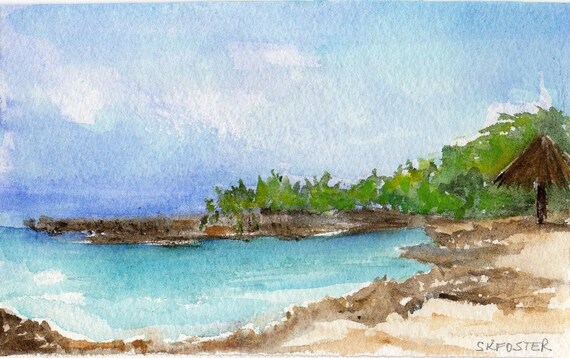 Aruba original watercolor paintingocean art by SharonFosterArt