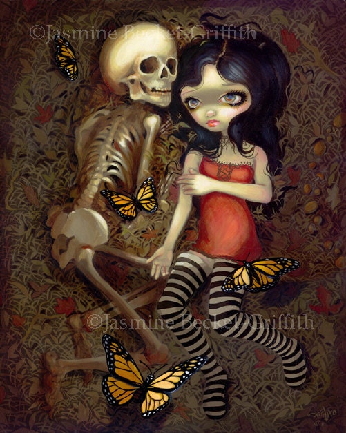 I'm Almost With You skeleton grave fairy art print by Jasmine Becket-Griffith 8x10