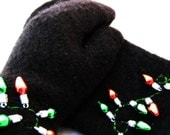 Felted Wool Mittens with Christmas Light Charms