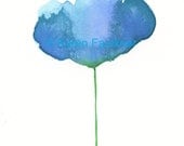 Art Print of Original Watercolor Painting:  Blue Skies