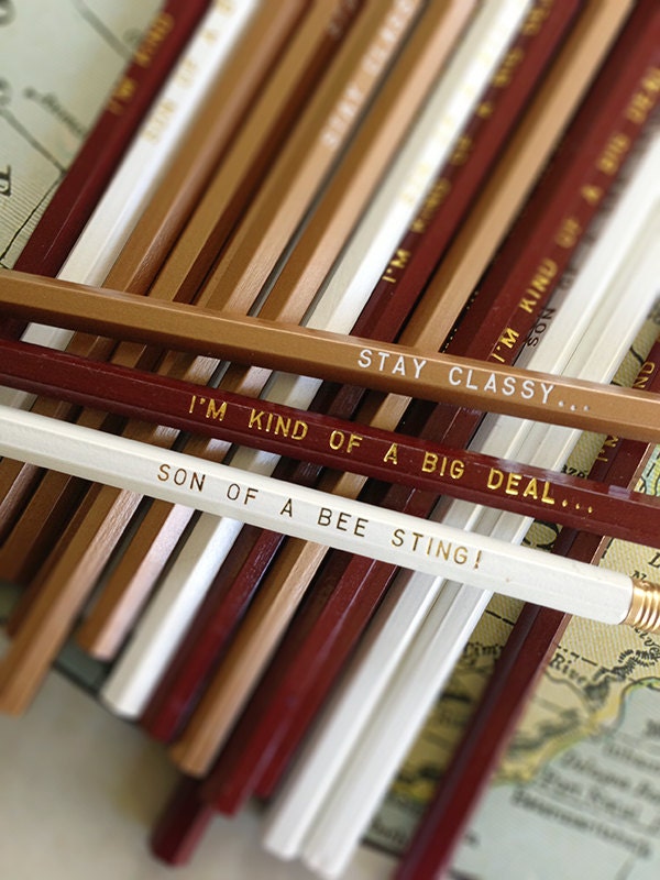 12 ANCHORMAN inspired Engraved Pencil Pack