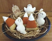 Primitive Halloween Folk Art Candy Corn and Ghost Bowl Fillers
