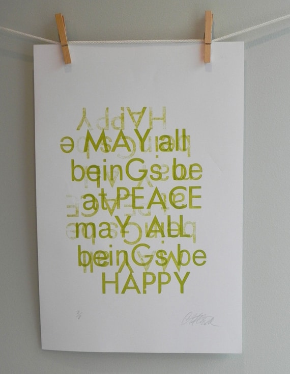 SALE Original Letterpress Poster With Inspirational Quote FREE SHIPPING