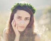 Bridal hair crown, Natural boxwood wreath, Wedding accessory, Grecian goddess, head piece - ATHENA