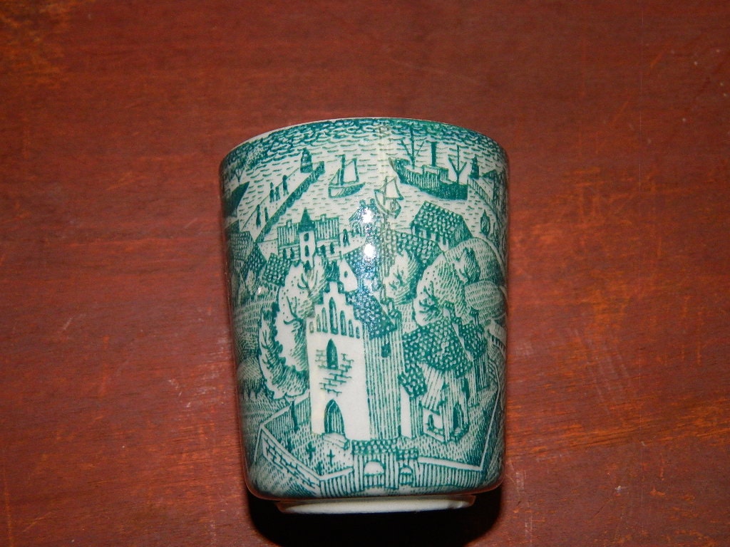 Vintage Denmark Nymolle Art Faience NoyrupTown Scene Cup, Made in Denmark, Limited Edition 4006