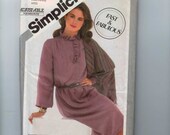 1980s Vintage Sewing Pattern SImplicity 5276 Pullover Dress Ruffle Neck Shawl Misses Size 16 18 20 Bust 38 40 42 UNCUT 80s 1981