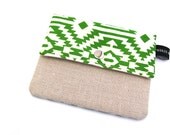 Purse / Coin Purse / Card Pouch - Hand Printed Cotton & Linen with Snap Closure