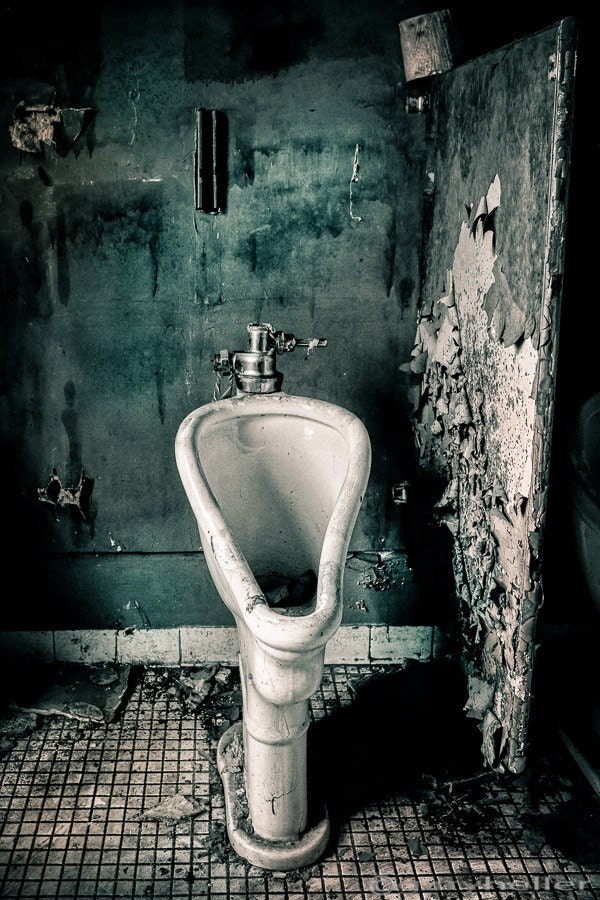 Abandoned Stall, Urban Exploration, Old Bathroom, Urinal, Decaying Building, Forgotten Places, Bathroom Decor, Free Shipping