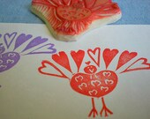 turkey stamp, love stamp, vegan rubber stamp, hand carved rubber stamp, handmade rubber stamp
