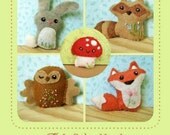 Woodland Animals Waldorf Bunny Fox Owl Racoon Mushroom All Natural Wool Miniature Set  MADE TO ORDER