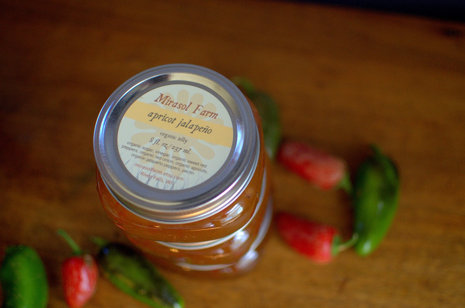Apricot Jalapeno - Organic Jelly Jam Appetizer Hostess Gift