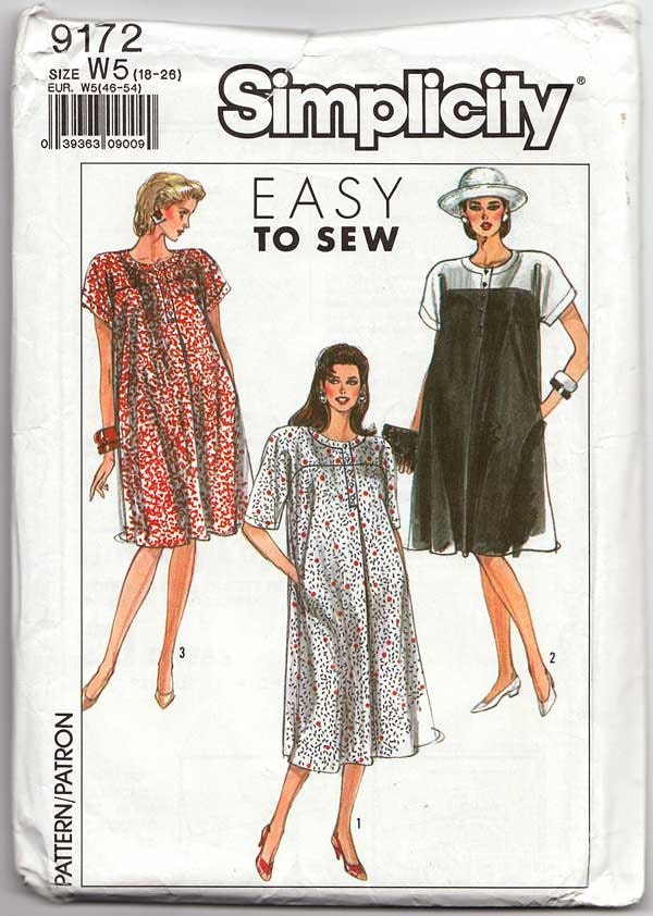 Maternity Dress Pattern Simplicity 9172 Womens by VirtualVintage