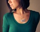 Bold sterling silver necklace, striking pendant composed of curved flattened wires encased in a large outer sphere - "Oracle Necklace"