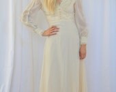 1970s Ivory Lace Wedding Maxi Dress