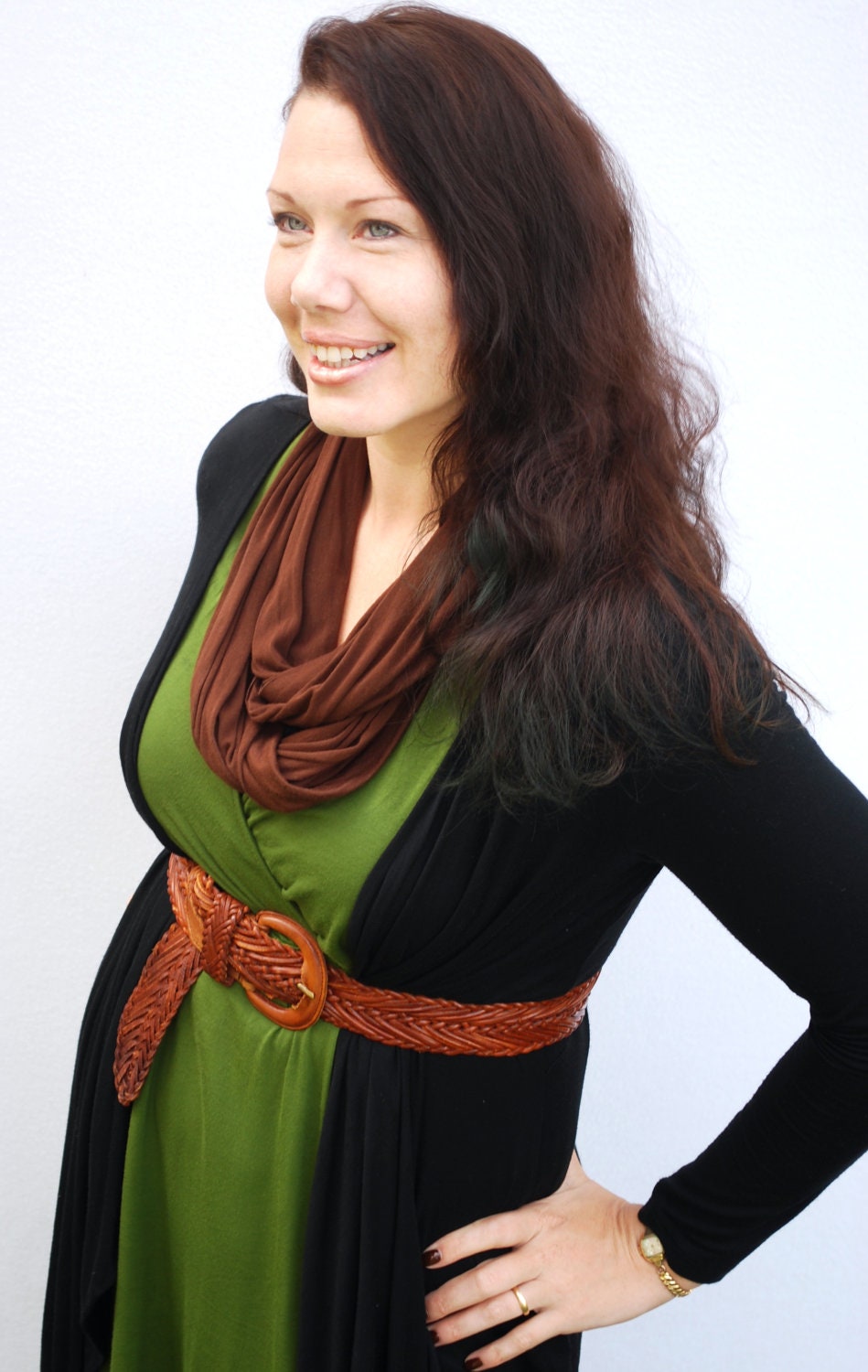 Fabric Necklace Infinity Scarf Jersey Cowl shrug Chocolate Cocoa Brown NeckScape Infinity - Ready to Ship