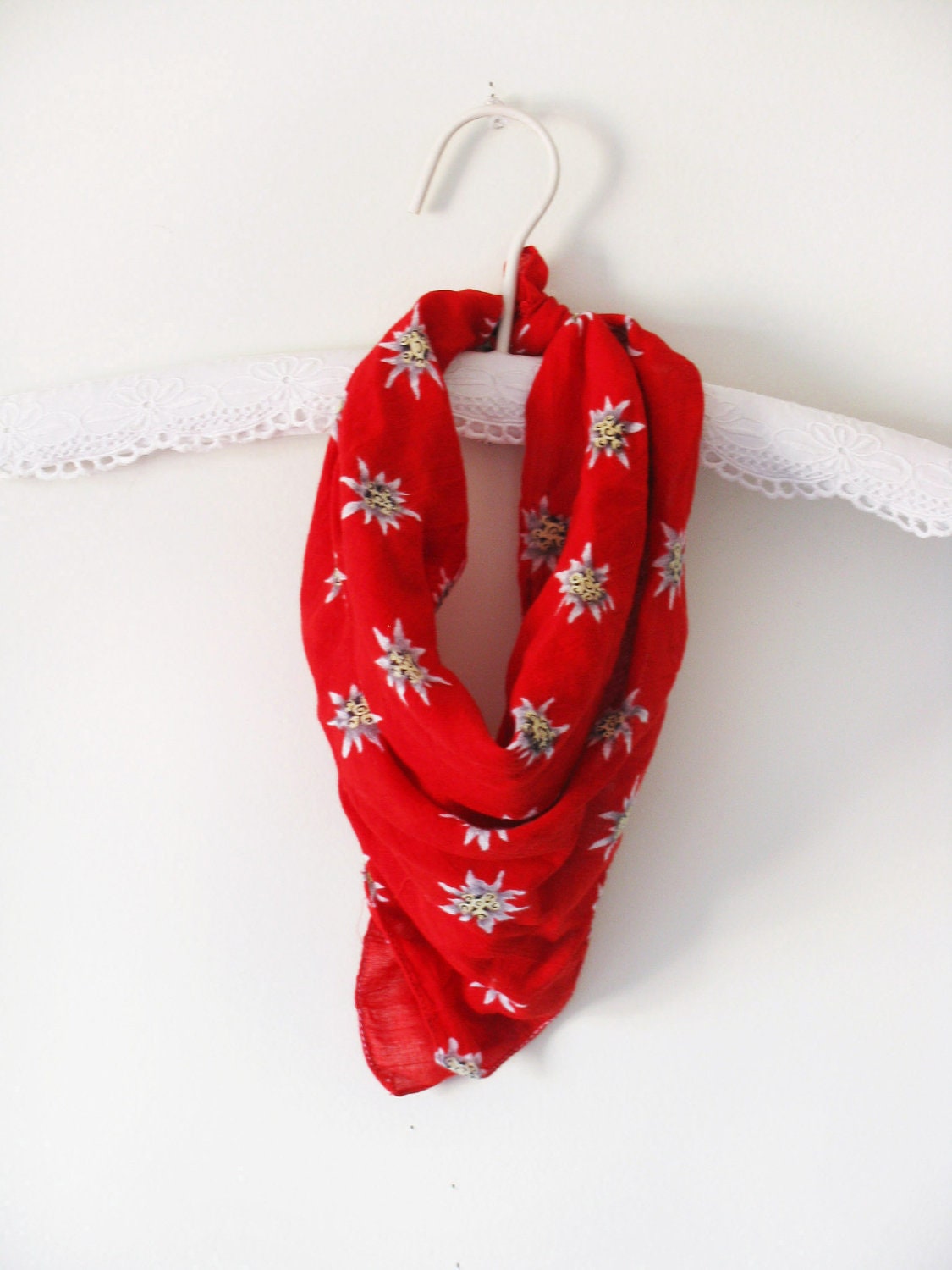 Red Floral Scarf