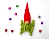 Teething waldorf christmas elf doll toy for baby on sale custom made. here is red and green eco friendly gifts for kids