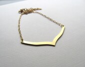 Chevron pendant bib necklace on 14k gold plate chain, gold bar necklace,  geometric jewelry