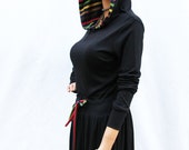 Black Hoodie dress day dress HD-BK-A