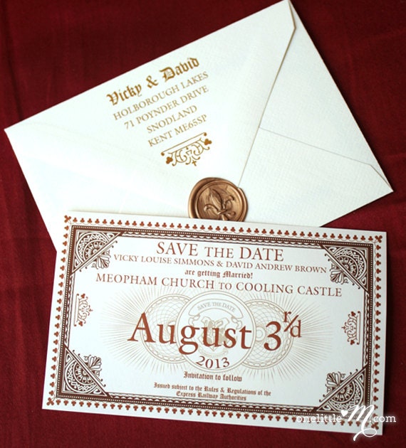 Save the Date Express - Hogwarts Express Ticket Inspired Save the Date SAMPLE