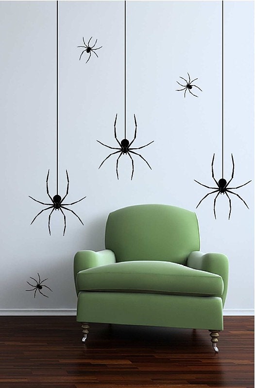 Large and Small Spiders Decorators Pack Halloween Decoration Vinyl Wall Decal Photo Backdrop