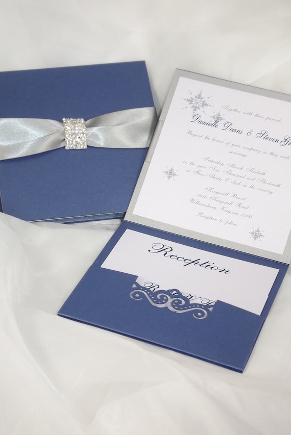 Wedding Invitation Royal Blue and Silver Wedding by