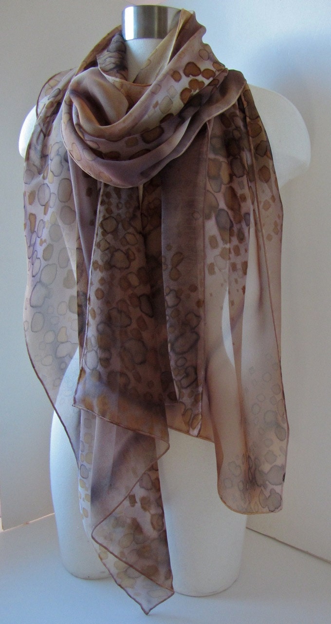 Silk scarf, hand dyed. Earth-Inspired, Ultra-Long, Sheer. Ready to ship